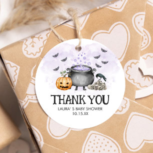 Purple Baby is Brewing Halloween Baby Shower Round Favour Tags