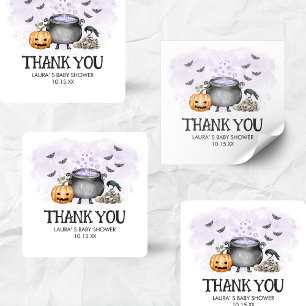 Purple Baby is Brewing Halloween Baby Shower Square Sticker