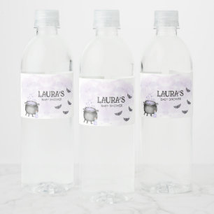 Purple Baby is Brewing Halloween Baby Shower Water Bottle Label