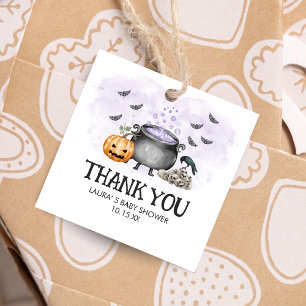 Purple Baby is Brewing Halloween Baby Square Favour Tags