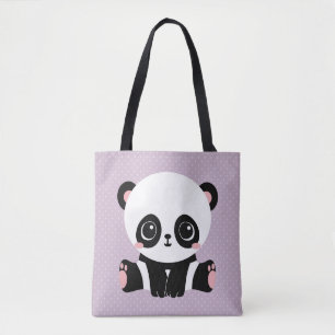Purple Baby Panda Tote Bag