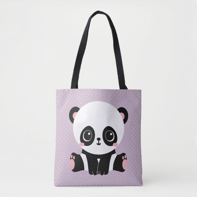 Purple Baby Panda Tote Bag (Front)