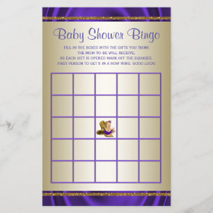 Purple Baby Shower Bingo Girl Baby Shower Games
