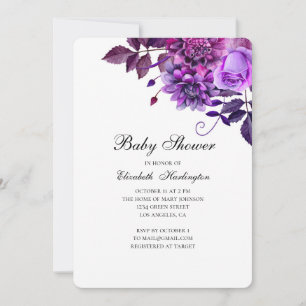Purple baby shower invitation. Lilac flowers Invitation
