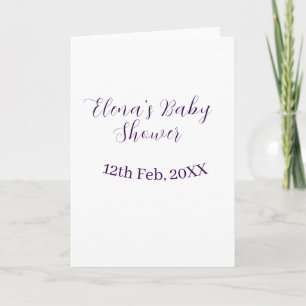 Purple baby shower name date stylish elegantsimple card