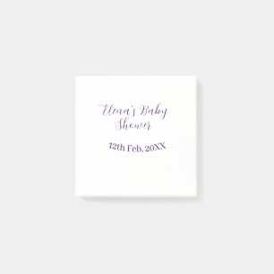 Purple baby shower name date stylish elegantsimple post-it notes