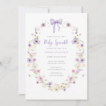 Purple Baby Sprinkle Spring Wildflower Invitation