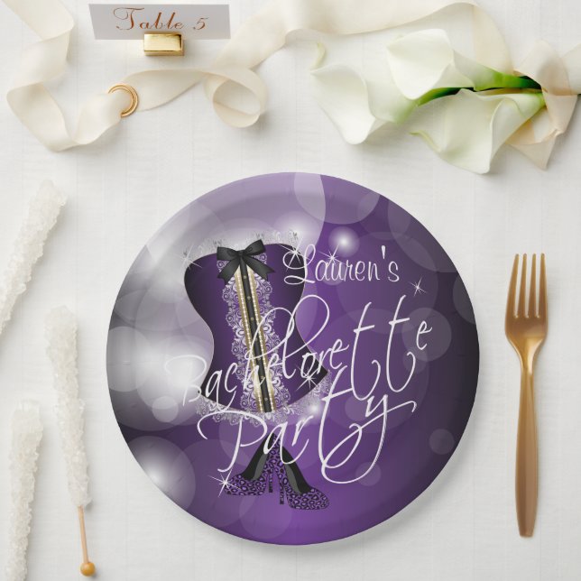 Purple Bachelorette Party Design Paper Plate (Wedding)