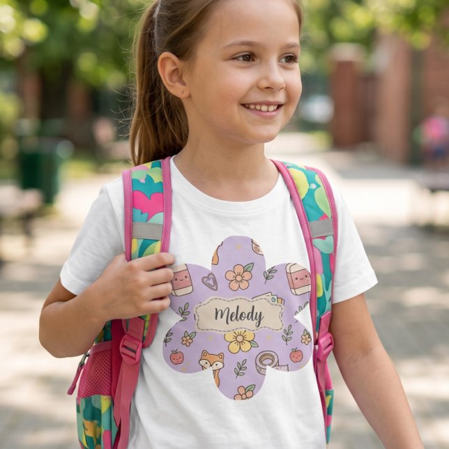 Purple Back to School Supplies Pattern  T-Shirt (Creator Uploaded)