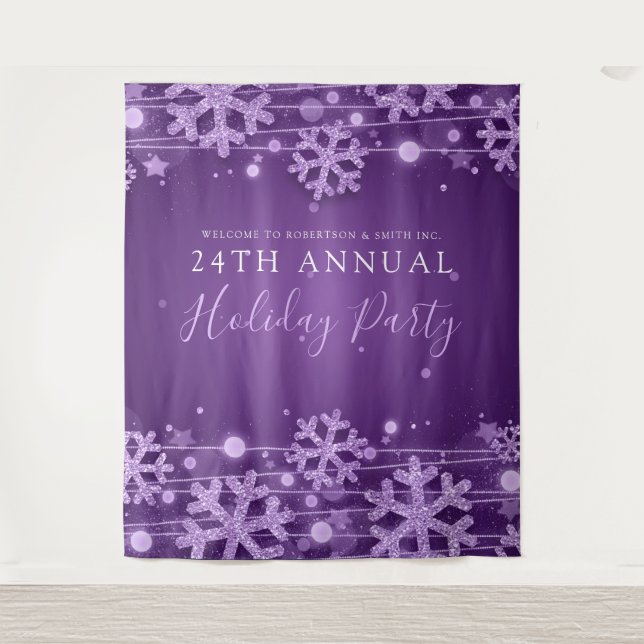 Purple Backdrop Corporate Elegant Winter Glam Tapestry (Front)