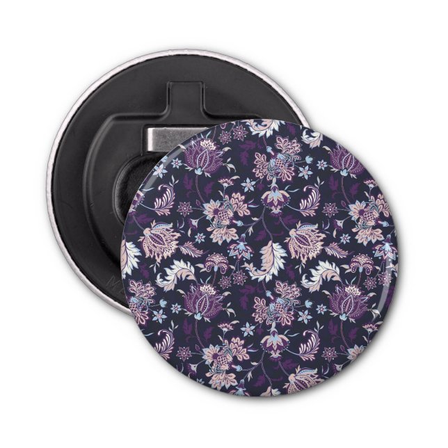 Purple Background Big Floral Seamless Pattern Bottle Opener (Front)