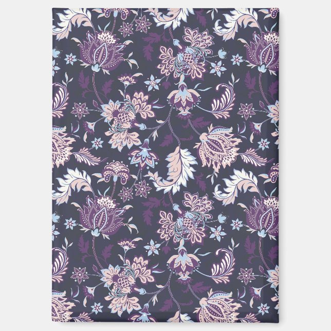 Purple Background Big Floral Seamless Pattern Magnet (Front)