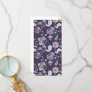 Purple Background Big Floral Seamless Pattern Thank You Card