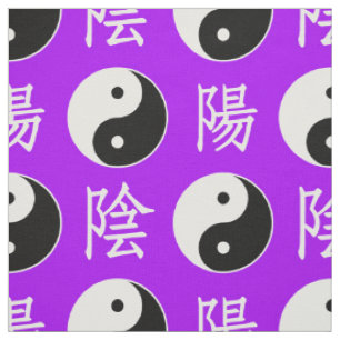 Purple Background Chinese Yinyang Pattern Fabric