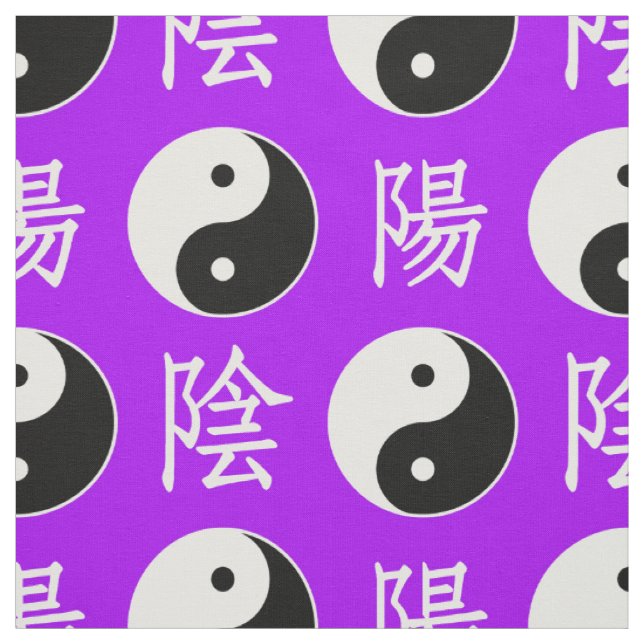 Purple Background Chinese Yinyang Pattern Fabric (Swatch)
