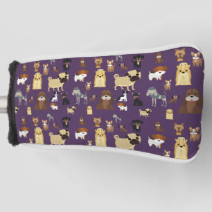 purple background dogs pattern. golf head cover