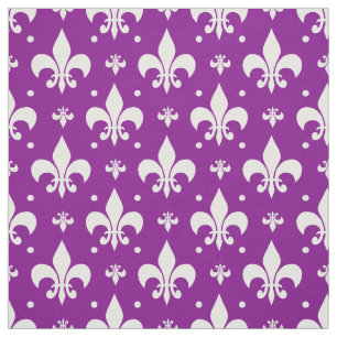Purple Background Fleur-de-lis Pattern Design Fabric
