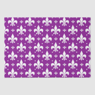 Purple Background Fleur-de-lis Pattern Design Tissue Paper