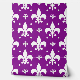 Purple Background Fleur-de-lis Pattern Design  Wallpaper