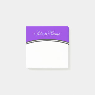 Purple Background + Light Cyan Script-Like Name Post-it Notes