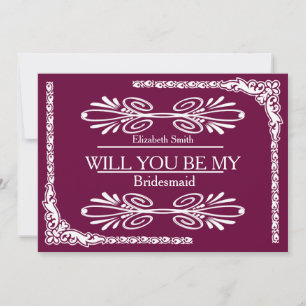Purple Background Swirl Will you be my bridesmaid Invitation