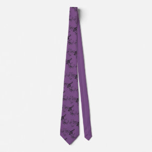 Purple Background with Black Music Notes Tie