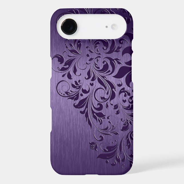 Purple Background With Deep Purple Floral Lace Case-Mate iPhone Case (Back)