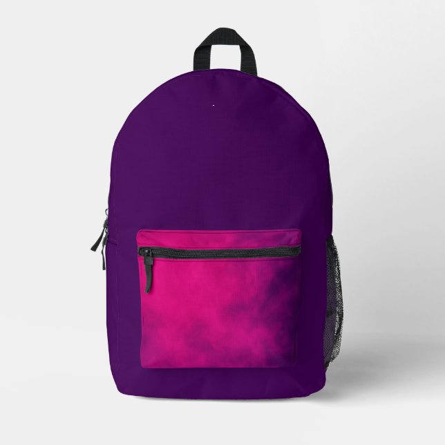 Purple Backpack with Neon Pink Pocket – Customise (Front)