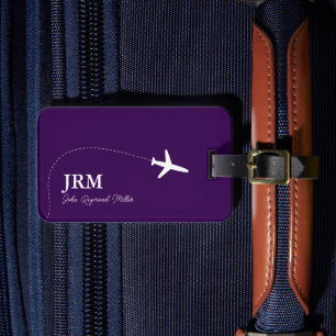 Purple BagTag for Aeroplane Travel Luggage Tag