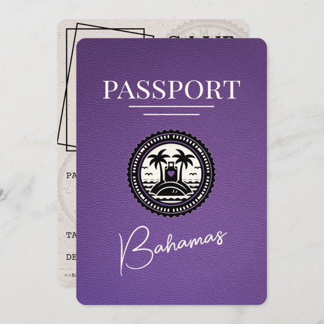 Purple Bahamas Passport Save The Date (Front/Back)
