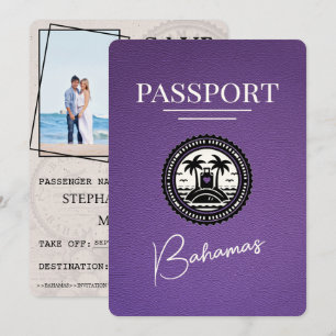 Purple Bahamas Passport Save The Date