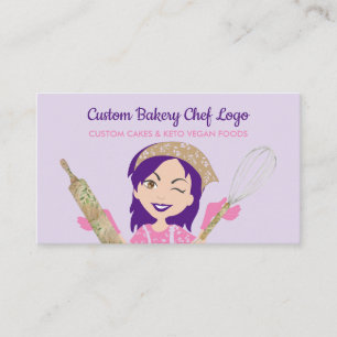 Purple Bakery Chef Woman Vegetarian Cooker Business Card