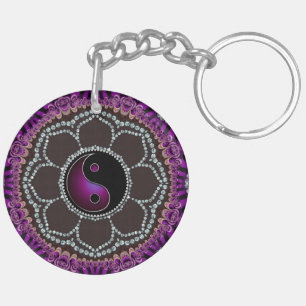 Purple Balance Energy Yin Yang Key Ring