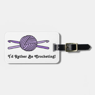 Purple Ball of Yarn & Crochet Hooks Luggage Tag