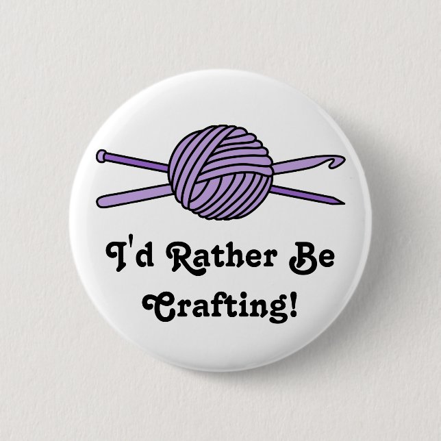 Purple Ball of Yarn (Knit & Crochet) 6 Cm Round Badge (Front)