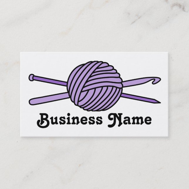Purple Ball of Yarn (Knit & Crochet) Business Card (Front)