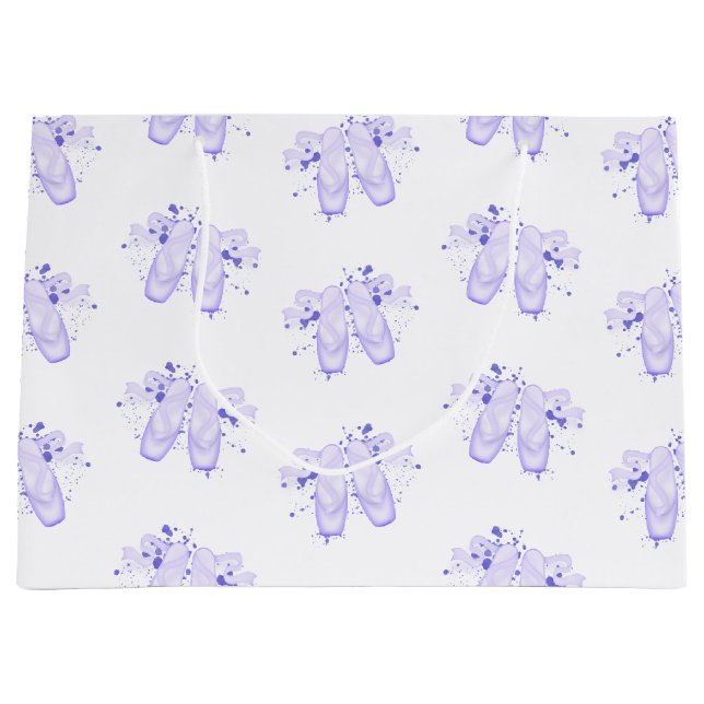 Purple Ballerina Ballet Slippers Ballet Large Gift Bag (Front)