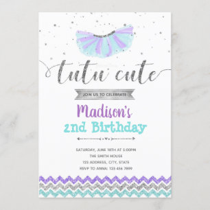 Purple ballerina birthday invitation