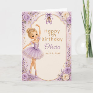 Purple Ballerina Birthday Party Card