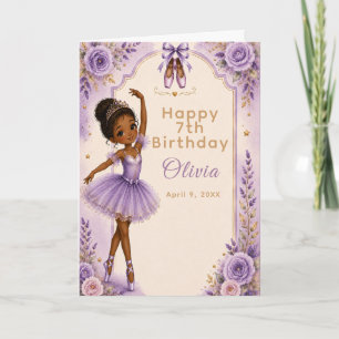 Purple Ballerina Birthday Party Card
