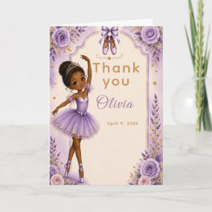 Purple Ballerina Birthday Party Thank You Card