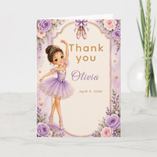 Purple Ballerina Birthday Party Thank You Card