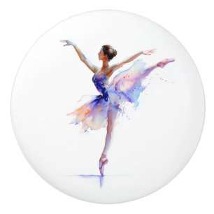 Purple Ballerina Elegant Ballet Dancer Drawer Ceramic Knob