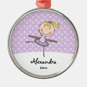 Purple Ballerina Snowflakes Personalised Christmas Metal Tree Decoration