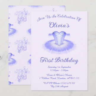 Purple Ballet Birthday Tutu Watercolour Invitation