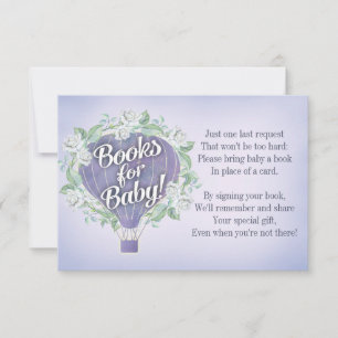 Purple Balloon Baby Shower Book Card Bring A Book