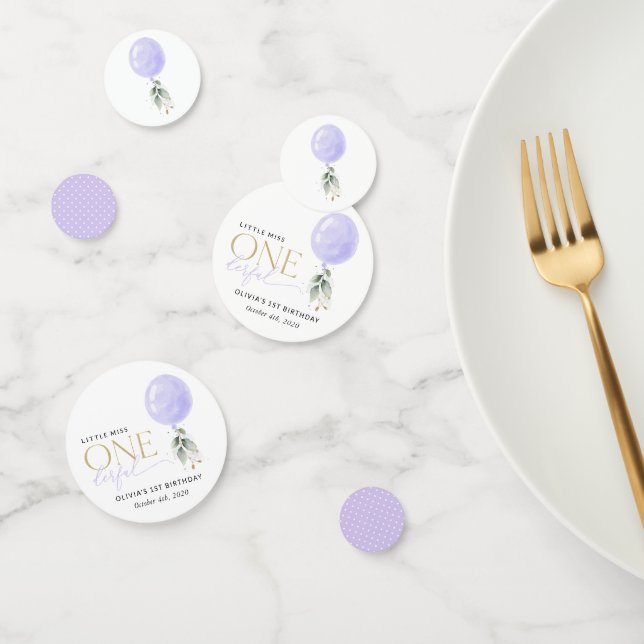 Purple Balloon, Greenery, Foliage, First Birthday Confetti (Group)