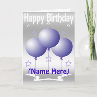 Purple Balloons and Stars Card