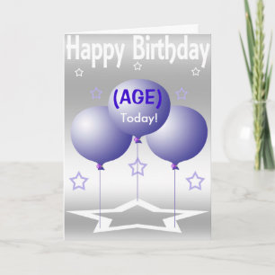 Purple Balloons and Stars Card