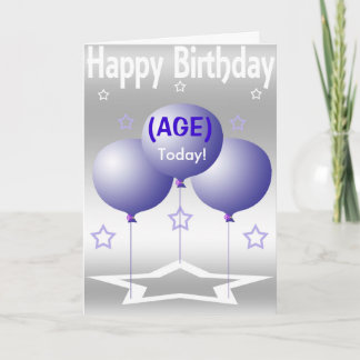 Purple Balloons and Stars Card